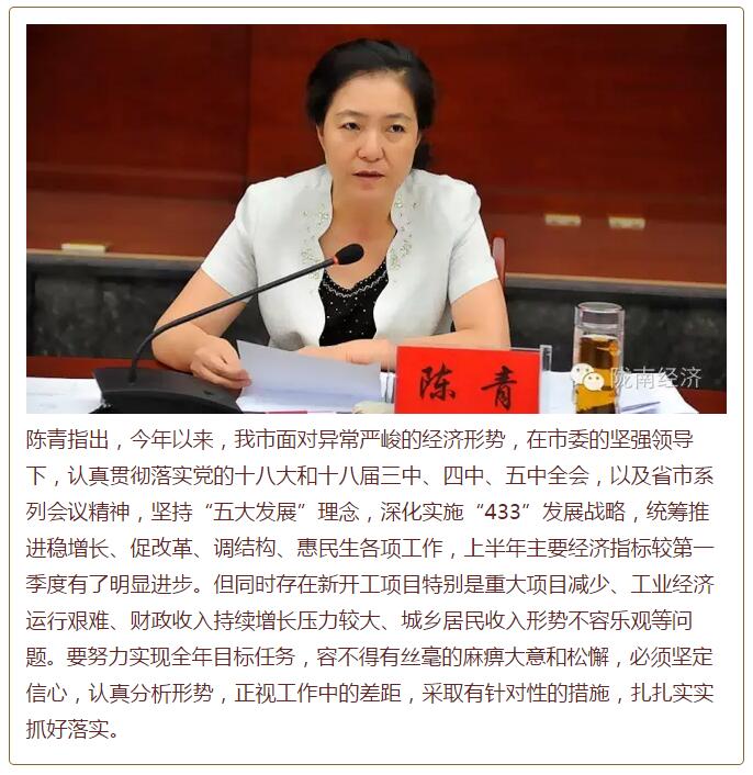 陳青在市政府全體會議上強調：緊盯一個目標抓好九大任務落實強化三項保障，確保全市經濟社會持續(xù)快速發(fā)展