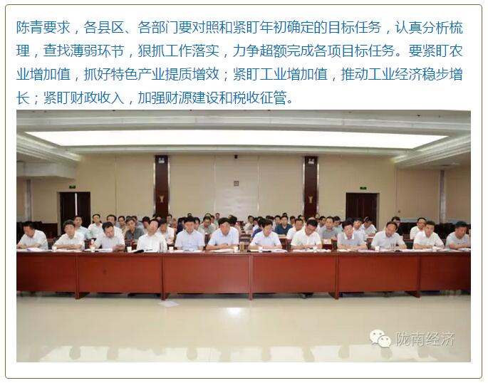 陳青在市政府全體會議上強調：緊盯一個目標抓好九大任務落實強化三項保障，確保全市經濟社會持續(xù)快速發(fā)展